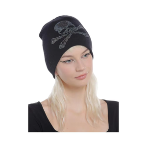 Gorro de punto con calavera de diamantes de imitación negros, unisex, para adultos, cálido para invierno, estilo punk, informal, 56-58CM - Product Image 1