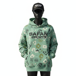 Sweat à capuche en polaire premium pour femme, 340 GSM, mélange de coton doux, imprimé intégral, logo personnalisé sur le devant, impression en relief, vêtements décontractés, sweats à capuche basiques - Product Image 1