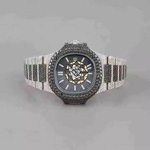 Reloj de Lujo con Incrustaciones de Diamantes en Acero Inoxidable, Movimiento de Cuarzo Analógico, Caja Ovalada de 42 mm, Cierre Plegable, Reloj de Pulsera para Hombre - Product Image 1