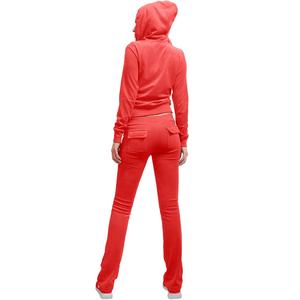 Offre Spéciale deux pièces velours survêtement pour femmes sweat à capuche zippé velours Jogging survêtement ensembles d'entraînement deux pièces - Product Image 6