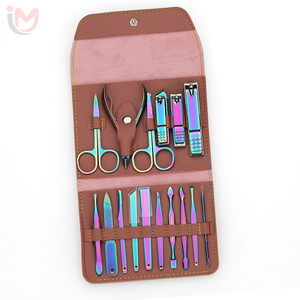 Kit de manucure et pédicure professionnel 16 pièces en acier inoxydable, coupe-ongles, ciseaux, coupe-ongles courbes, lames personnalisées - Product Image 2