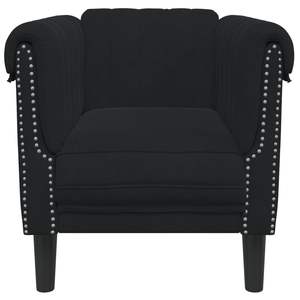 Poltrona in Velluto Nero 100% Poliestere per Soggiorno, Struttura in Legno Massello e Compensato - Product Image 4