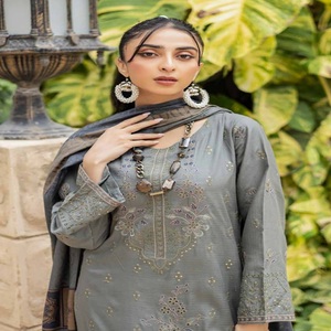 Vestidos de verano diarios, trajes bordados paquistaníes de 3 piezas de DR Haris Vol ZAREEN, viscosa india, tarifas de venta completas, Super para ropa - Product Image 3