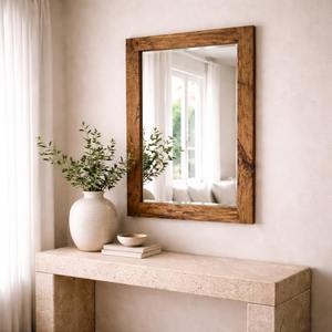 Miroir mural en bois style bohème, miroir mural en rotin naturel pour décoration intérieure bohème, miroir suspendu en gros - Product Image 1