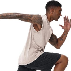 Camisetas de Tirantes para Hombre, Personalizadas con Logotipo, Transpirables, Bordadas, Ajustadas, Lisas, para Entrenamiento, Mezcla de Poliéster/Algodón, para Gimnasio, Precio de Fábrica - Product Image 3
