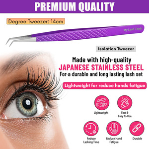 Fiber Tip Lash Extension Tweezers Eyelash Isolation Tweezers Lash Extensions Tweezer <b>Tool</b> with Volume Curved Straight - Product Image 3