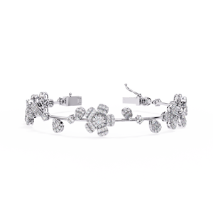 Romántica Pulsera de Diamantes en Oro Blanco, Corte Brillante Redondo, Color D Natural, Certificado GIA, Joyería para Mujer, para Boda - Product Image 1