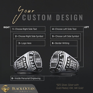 Anillo Escolar BOJ 023 Chapado en Oro Rosa, Anillo de Graduación Universitario Personalizado con Diamantes de Plata, Regalo para Fiestas y Ocasiones Especiales, Precio Bajo - Product Image 3