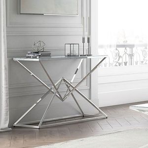 Decorative Entryway Metal <b>Console</b> <b>Table</b> Featuring Transparent Glass <b>Top</b> Premium Accent Furniture For Modern Home Spaces - Product Image 6