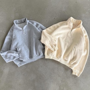 Women's Fleece Half-Zip <b>Sweatshirt</b> Stand Collar Long Sleeve Casual Oversized Pocket Design - Product Image 1