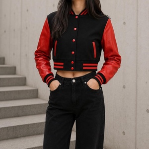 Nueva Chaqueta Universitaria Corta de Cuero para Mujer, Estilo Moderno, con Forro Suave, Manga Larga, Cierre de Botones, para Otoño - Product Image 5