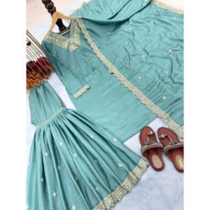 Conjunto de Fiesta para Mujer de Diseñador, Elegante Top Plazzo y Hermoso Dupatta - Product Image 1