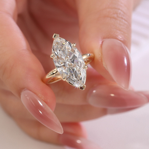 Moissanite Marquise Cut Statement <b>Ring</b> Rose <b>Gold</b> Luxury Solitaire Engagement <b>Cocktail</b> Jewelry Sparkling Bridal Gift - Product Image 5