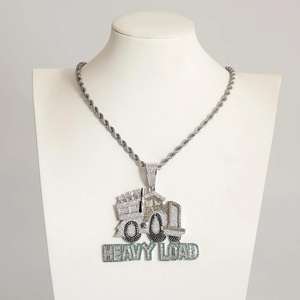 จี้รถบรรทุกหนักเงินแท้ 925 สำหรับผู้ชาย ประดับเพชรโมอิสซาไนต์เต็มตัว ชุบโรเดียม สไตล์ฮิปฮอป ลดราคาพิเศษ - Product Image 2