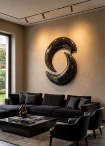Decoración de Pared de Resina Hecha a Mano con Forma de Media Luna, Diseño Geométrico Abstracto Irregular Contemporáneo, Paquete de Varias Piezas por UO INDIA - Product Image 5