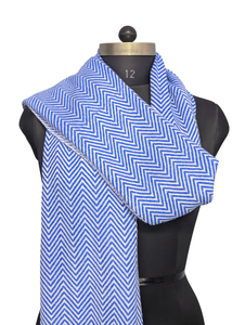 Mejor Bufanda Azul Zigzag para Mujer, 28x80 Pulgadas, Hecha a Mano con Lana y Acrílico, Chal de Invierno Cómodo de Fibra Suave de Alta Calidad - Product Image 3