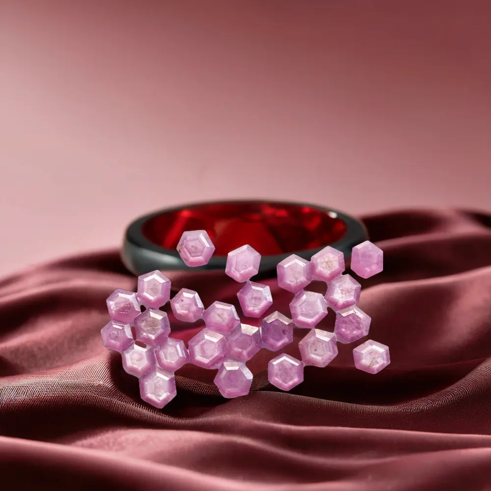 Rubino naturale non trattato con corona esagonale sfaccettata pietra sfusa gemma di rubino sciolto genuino rubino