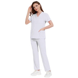 Tenue de Travail Unisexe : Ensembles d'Uniformes Médicaux Confortables en Tissu Élastique pour Infirmières – Blouse à Manches Courtes et Pantalon Droit - Product Image 5