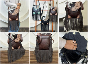 Sac à main bandoulière en cuir de vachette fleuri tendance de qualité supérieure pour femmes, sac à main de luxe vintage de créateur - Product Image 3