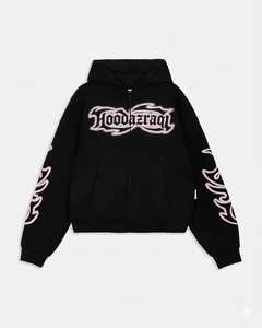 Oversized Zip-Up Lined Breathable Printed Casual <b>Y2K</b> <b>Streetwear</b> Sustainable Cotton Hoodie - Product Image 1