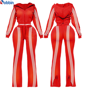 Conjuntos Deportivos de Moda para Mujer con Logotipo Personalizado, Pantalones Deportivos Bordados, Sudadera con Capucha y Cremallera, Top de Manga Larga, Conjunto de 2 Piezas - Product Image 6