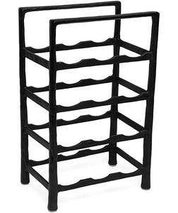 Moderno Estante de Vino Cuadrado de Metal Negro Mate Industrial para 12 Botellas, Estilo Hierro Fundido Resistente, de Múltiples Niveles, Independiente - Product Image 1