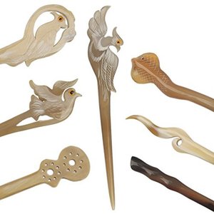 Support à cheveux en corne naturelle, bâton à cheveux fait à la main, fourche à cheveux sculptée, bijoux décoratifs pour cheveux, accessoire bohème pour cheveux - Product Image 2