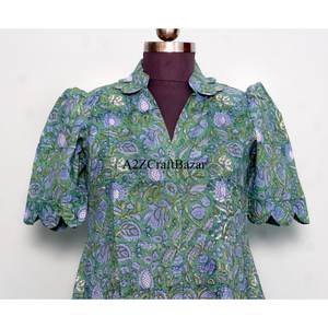 Robe élégante décontractée en coton pour femme, à manches courtes, imprimée, coupe trapèze, tunique moulante, longueur midi, vêtement de mode féminin - Product Image 2