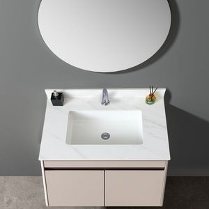 31-Inch White Marble Vanity Top with Pre-Drilled Faucet Holes Rectangular Bathroom Vanity Top Undermount <b>Basin</b> Product - Product Image 5