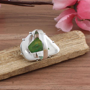 Wholesale Sparkling Green Druzy Wedding <b>Ring</b> 925 Sterling <b>Silver</b> Classic <b>Statement</b> Jewelry for Women Factory Price - Product Image 4
