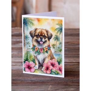 Épagneul tibétain lunatique Luau A7 Cartes de vœux Lot de 8 cartes vierges avec enveloppes Taille 5x7 - Product Image 2