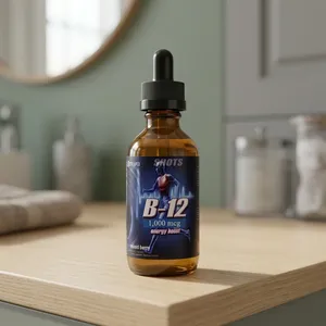 Gotas Líquidas Orales de Cianocobalamina Rojo Oscuro para Aumentar la Energía, Hechas a Medida, Marca Privada, para Adultos, No para Recién Nacidos, 1000 mcg/gota, ISO - Product Image 1