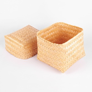 Cajas de almacenamiento de bambú a precio económico, cestas con tapa tejidas a mano, cajas de embalaje para pequeños negocios. - Product Image 3