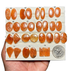 Piedras preciosas sueltas de Sunstone de calidad premium, par de gemas naturales con brillo solar, cabujón para joyería y joyeros. - Product Image 1
