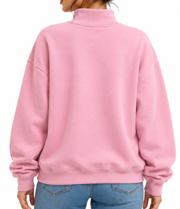 Sudadera de cuello alto estilo universitario para mujer con logotipo personalizado, transpirable, informal, de forro polar, con apliques de letras. - Product Image 3