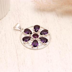Pendentif en argent sterling avec améthyste : Bijou audacieux en forme de goutte d'eau (Pierre de naissance de février) - Product Image 2