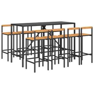 Conjunto de Bar de Jardín de 9 Piezas en Ratán Sintético Negro con Reposapiés, Elegante Colección de Comedor para Exteriores - Product Image 3