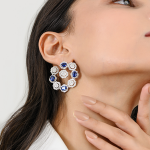 18K White Gold Drop Earrings with Natural Kyanite Pearl and Diamond Swirl - Product Image 3