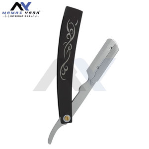 Wholesale Barber Razor Stainless Steel Shaving Razor <b>Swing</b> Lock and Black Steel Handle, Professional Straight Edge Barber Tool - Product Image 3