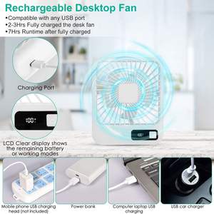 Mini Rechargeable Battery Powered Desktop <b>Cooling</b> <b>Fan</b> Strong Airflow Quiet Travel <b>Fan</b> Speed Adjustment Portable Wearable <b>Fans</b> - Product Image 4