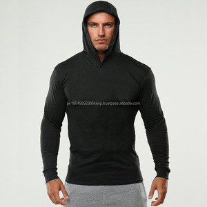 Fabricante suministro personalizado verano 100% algodón manga larga Fitness deportes hombres Tops gimnasio Sudadera con capucha bordado araña ropa de invierno - Product Image 1