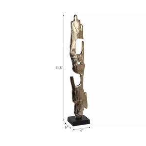 Support de bougie doré de 31,5 pouces de haut, décoration d'intérieur durable, sculpture en métal - Product Image 1