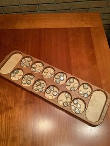 Traditional <b>Mancala</b> Wooden Board Game Set with Playing Stones for Two Player Strategy Resellers Board Game - Product Image 3