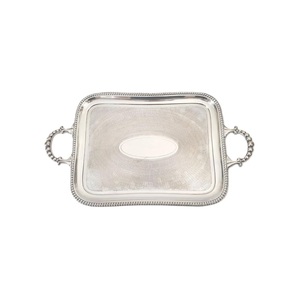 Nueva bandeja decorativa de aluminio con un diseño atractivo para uso en el hogar y hoteles. Bandeja de servicio recién llegada con asa. - Product Image 4