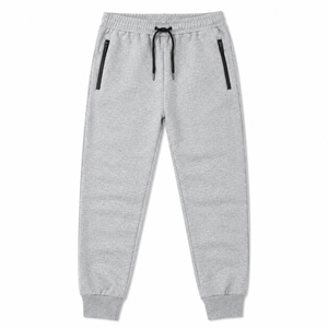 Pantalon de jogging décontracté pour homme en coton tricoté léger et respirant, noir uni, taille élastique avec cordon de serrage, idéal pour l'été - Product Image 3