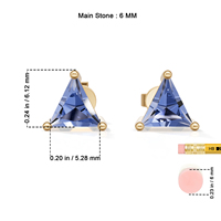 Boucles d'oreilles clous en argent sterling plaqué jaune avec topaze bleue suisse taille triligne, bijoux classiques pour femme Heerani Jewels