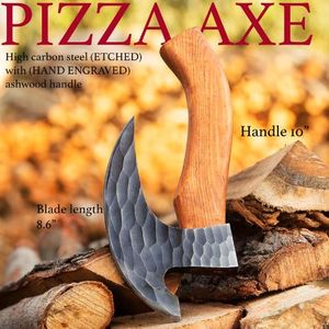 Couteau à pizza en acier carbone 1095 de haute qualité, fait main, avec étui en cuir, pour pizzas et plus encore - Product Image 4