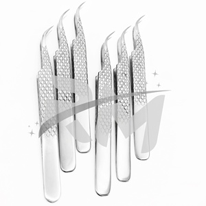 Pince à épiler professionnelle RMI tendance en acier inoxydable pour extensions de cils, pointe fine, courbée, droite, à pointe en fibre, biseautée - Product Image 6
