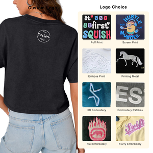 Summer 100% Cotton Fashion <b>Crop</b> <b>Top</b> T Shirt Short Sleeve Sexy Plain Women's T-shirts - Product Image 6