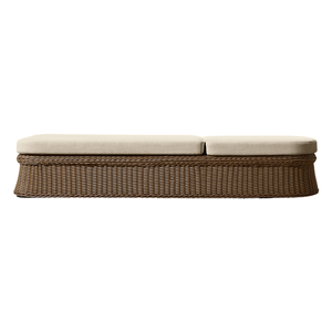 Chaise longue de piscine en teck moderne, mobilier haut de gamme en rotin tressé pour espaces extérieurs relaxants avec coussin confortable - Product Image 3